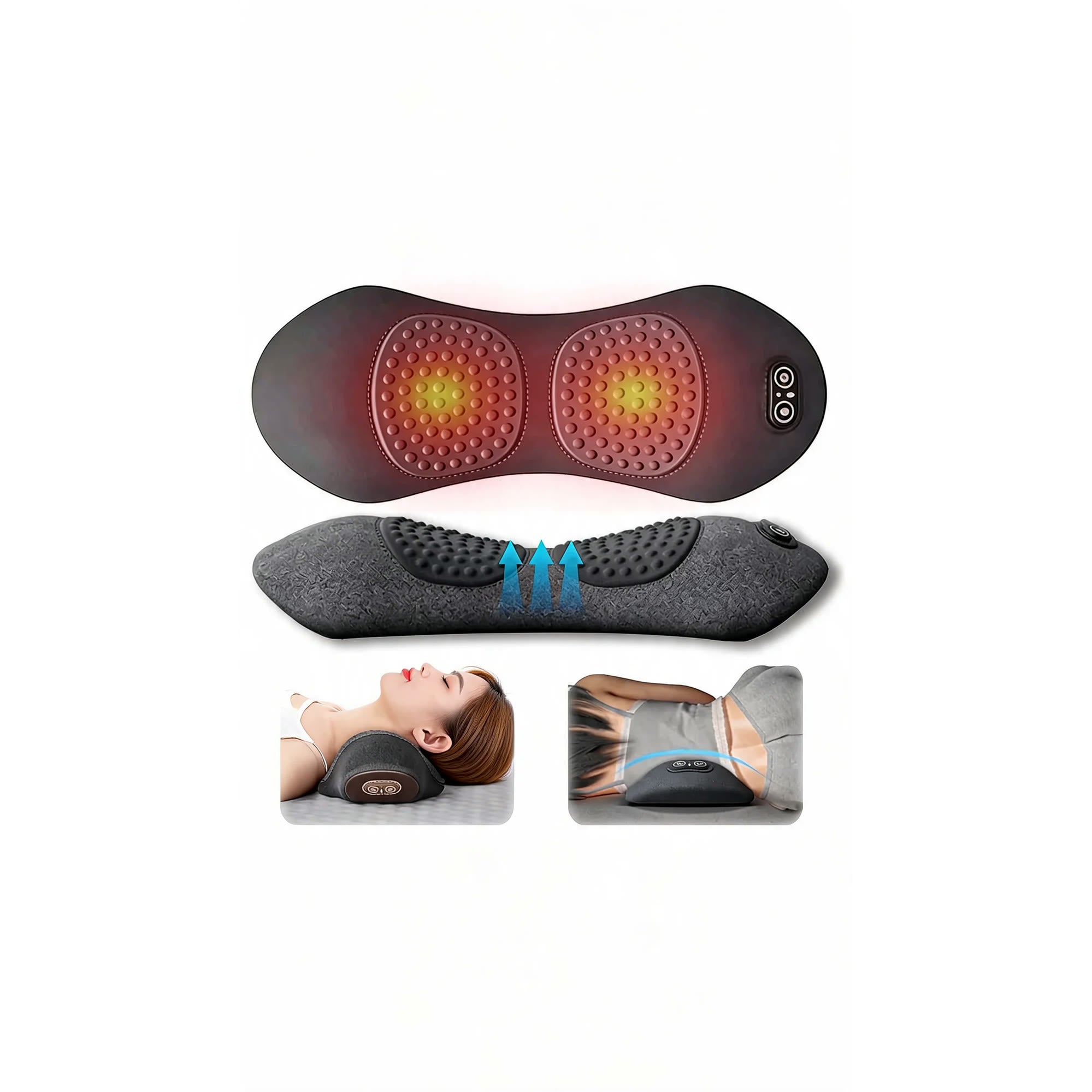 Soothing Warmth & Massage Back Cushion - heated massage with airflow, used under neck and lower back