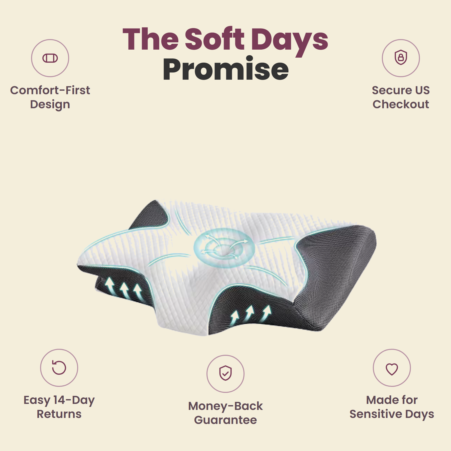 The Soft Days Promise - comfort-first design, 14-day returns, money-back guarantee